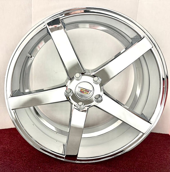 "FIVER" CHROME 20" X 8.5" SET OF 4 WHEELS 5x120 CT6 CTS CT5 XTS