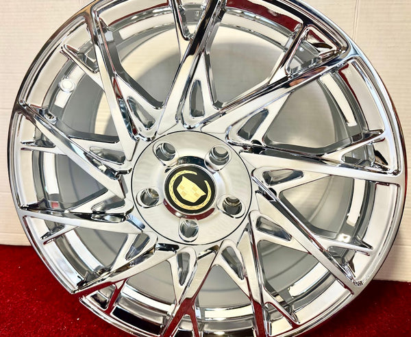 BURST CHROME 18" X 7.5" WHEELS SET OF 4 5x115 FITS MOST CADILLAC