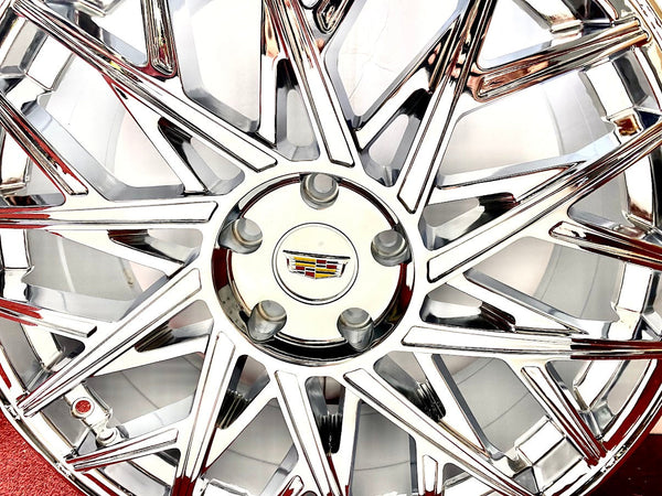 "V STAR" CHROME 20" X 8.5" SET OF 4 WHEELS 5x115 DTS DEVILLE STS