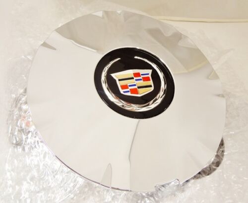 SRX 18" CHROME V SERIES STYLE BLACK LOGO CENTER CAPS 2010 THRU 2016 SET OF 4