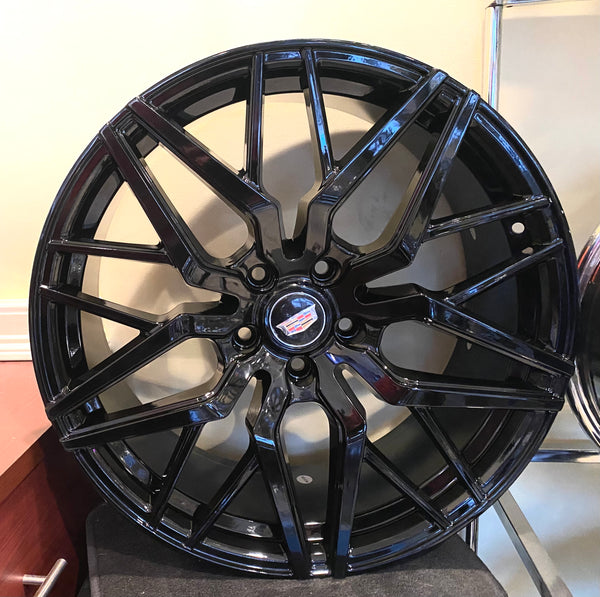 HI-GLOSS BLACK STACKED 20" X 8.5" SET OF 4 WHEELS 5x120 CTS CT5 CT6 XTS XT4