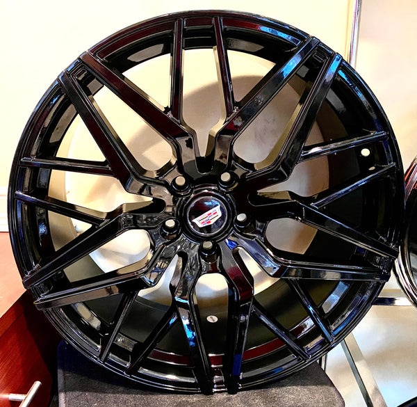 HI-GLOSS BLACK STACKED 20" X 8.5" SET OF 4 WHEELS 5x120 CTS CT5 CT6 XTS XT4