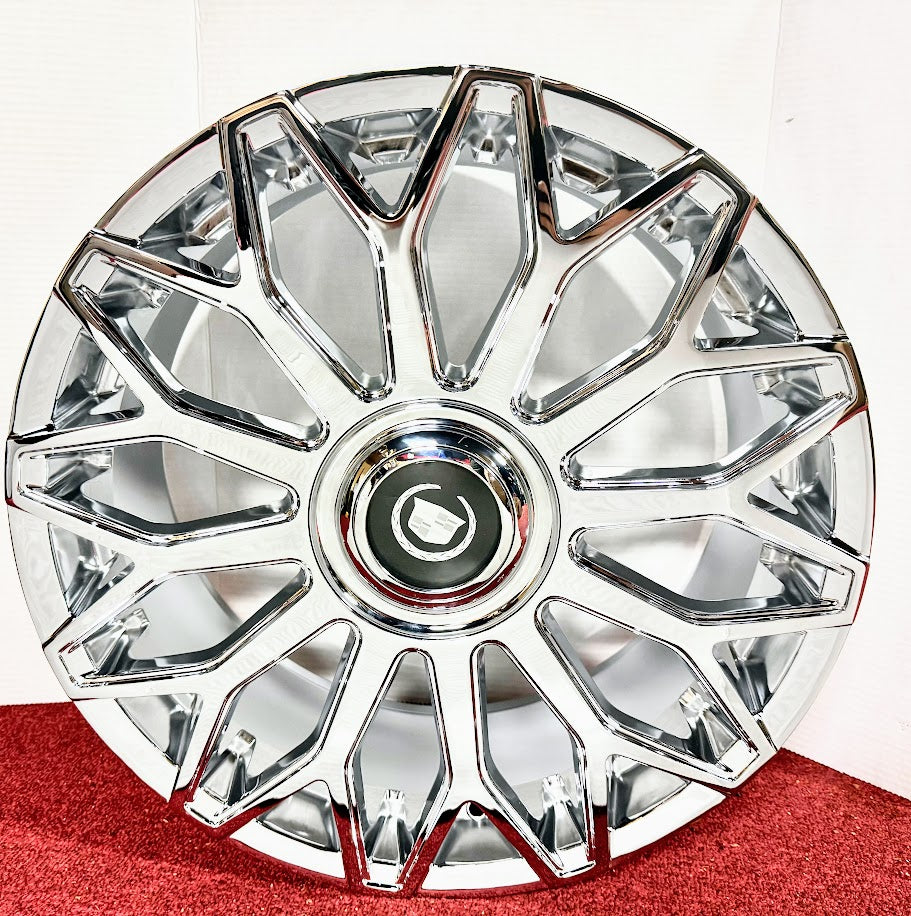 "SPINNER" CHROME 20" X 8.5" SET OF 4 WHEELS FLOATING CENTER CAP CT6 XTS CT5 CTS XT4