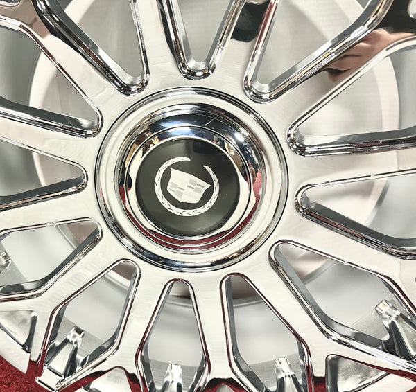 "SPINNER" CHROME 20" X 8.5" SET OF 4 WHEELS FLOATING CENTER CAP CT6 XTS CT5 CTS XT4