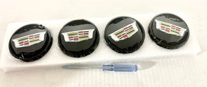 CADILLAC FLOATING CENTER CAPS NEW STYLE LOGO BLACK