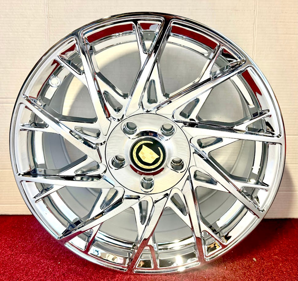 BURST CHROME 18" X 7.5" WHEELS SET OF 4 5x115 FITS MOST CADILLAC