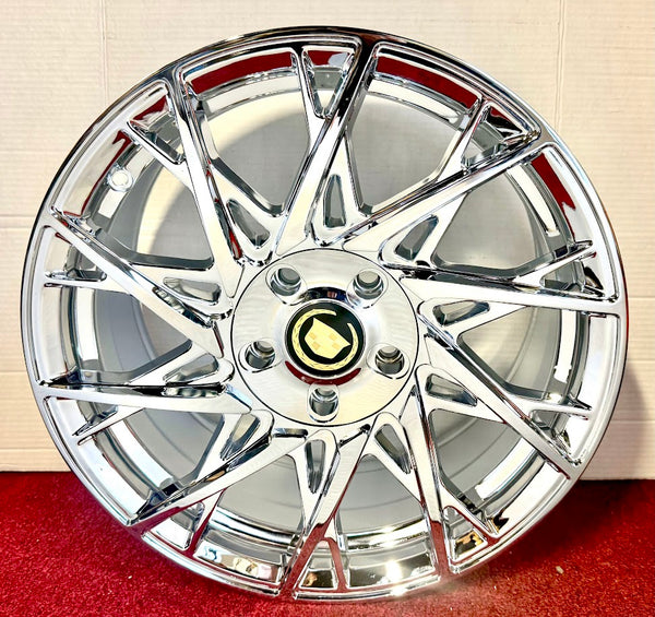 BURST CHROME 18" X 7.5" WHEELS SET OF 4 5x115 FITS MOST CADILLAC