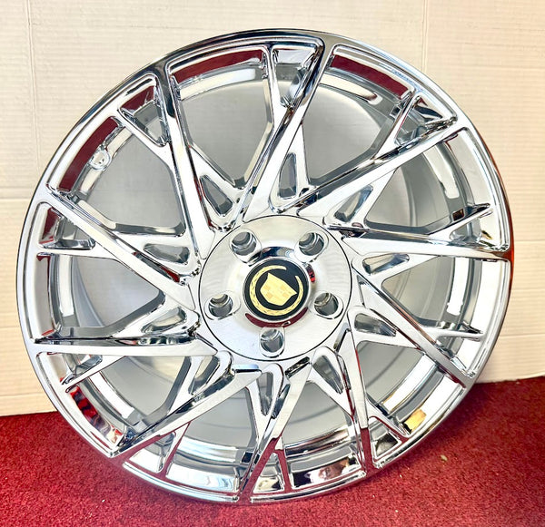 BURST CHROME 18" X 7.5" WHEELS SET OF 4 5x115 FITS MOST CADILLAC