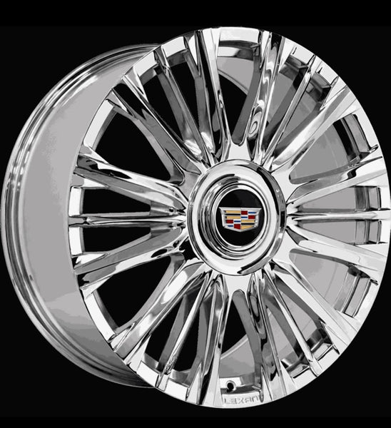 20" XT5 XT6 SRX LYRIQ CHROME PERFECT FIT WHEELS WITH FLOATING CENTER CAPS