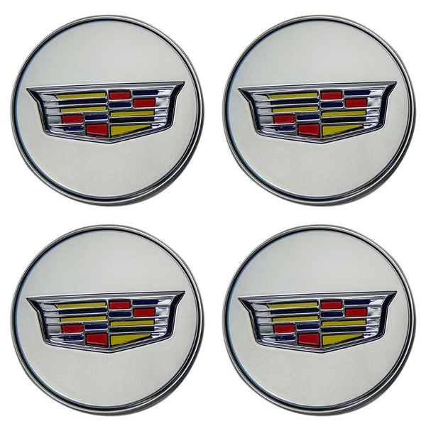 CADILLAC FLOATING CENTER CAPS NEW STYLE LOGO SILVER