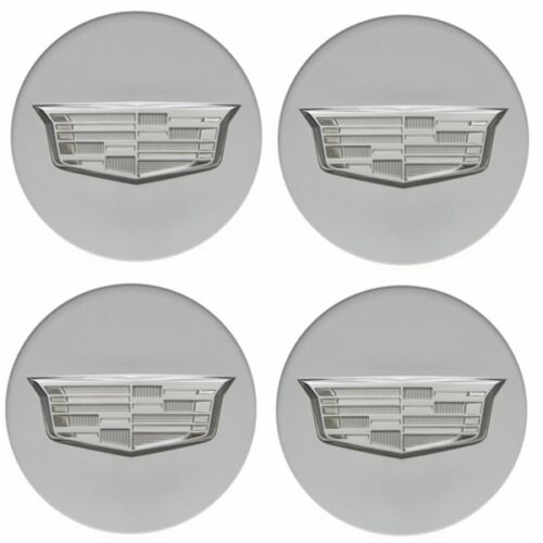 CADILLAC NEW STYLE SILVER CENTER CAP WITH CHROME CREST SET OF 4