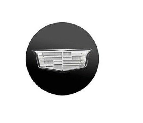 CADILLAC NEW STYLE SINGLE BLACK CENTER CAP WITH CHROME CREST 19329257