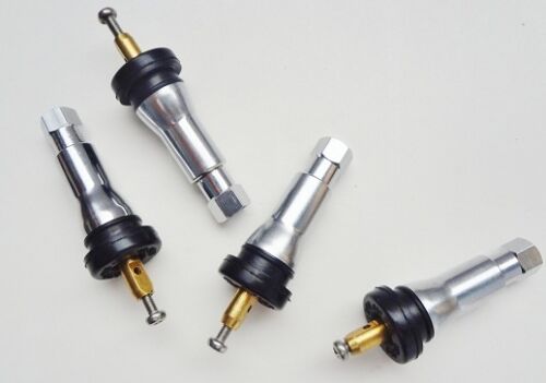 GM TIRE PRESSURE SENSOR VALVE SET OF 4 WITH CHROME SLEEVES AND CAPS