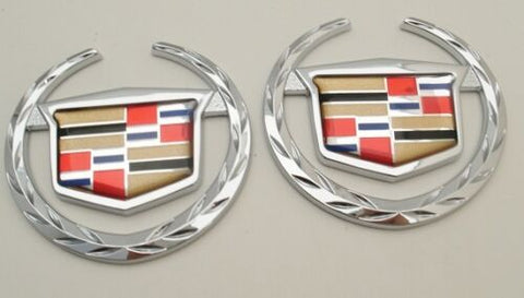 CADILLAC OLD STYLE 1 PIECE CHROME EMBLEM PAIR