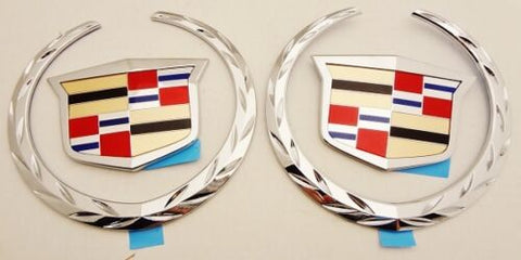 ESCALADE CHROME FRONT AND REAR WREATH AND CREST EMBLEMS 2002-2006