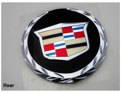 GM FACTORY CADILLAC ESCALADE 07 THRU 13 REAR TAILGATE WREATH AND CREST EMBLEM WITH PLATE