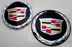 ESCALADE FRONT AND REAR CHROME WREATH AND CREST W/BLACK PLATES 2007-2014