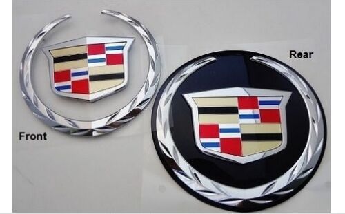 ESCALADE FRONT W/O PLATE AND REAR W/BLACK PLATE CHROME WREATH AND CREST 2007-2014