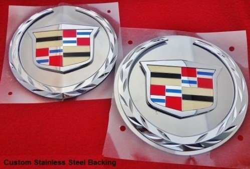 ESCALADE FRONT AND REAR CHROME WREATH AND CREST W/ STAINLESS STEEL PLATES 2007-2014